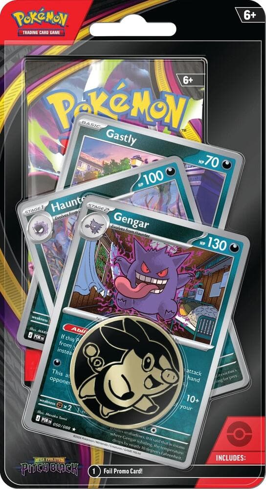 Pitch Black Premium Checklane Blister med Gengar-linjen fra Pokémon TCG Mega Evolution