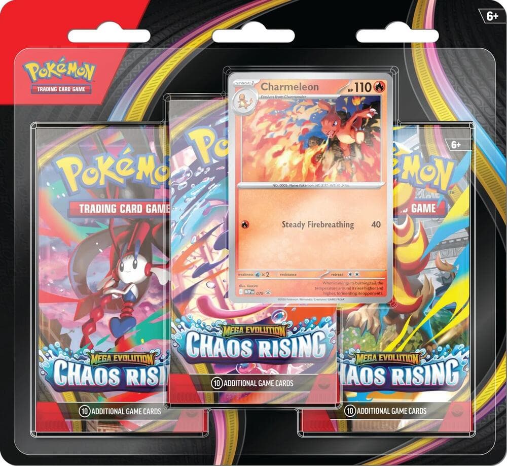 Chaos Rising 3-Pack Blister med Charmeleon-motiv fra Pokémon TCG